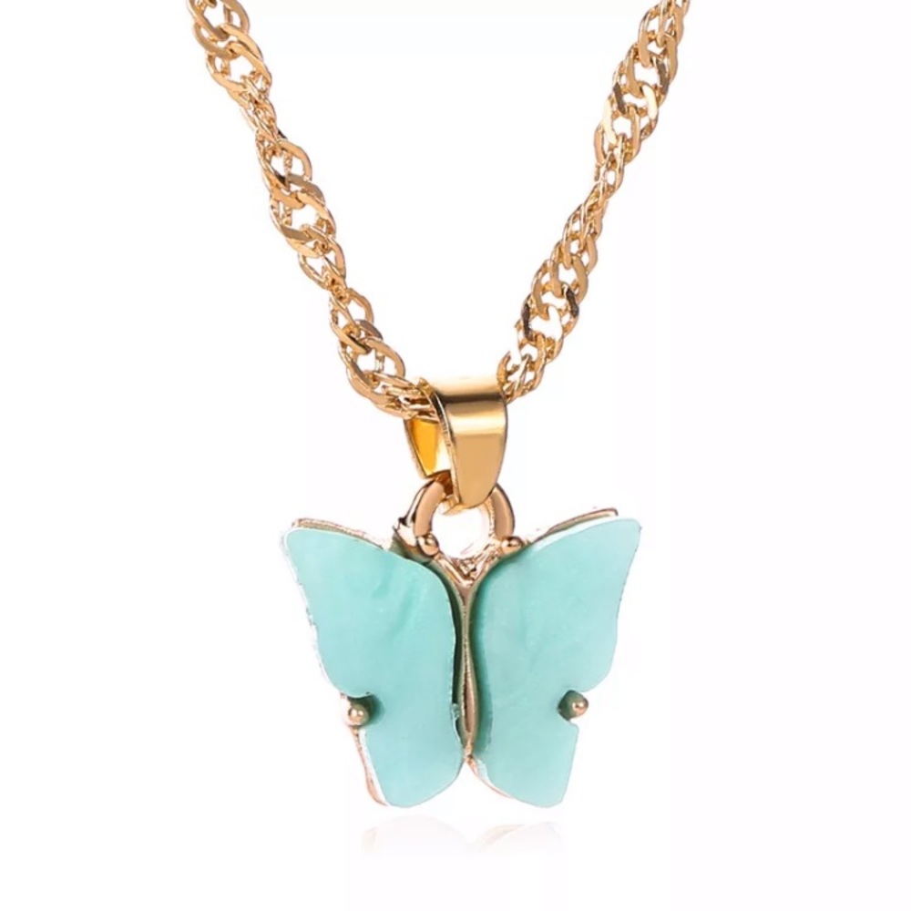 Cute Butterfly Acrylic Pendant Necklace
